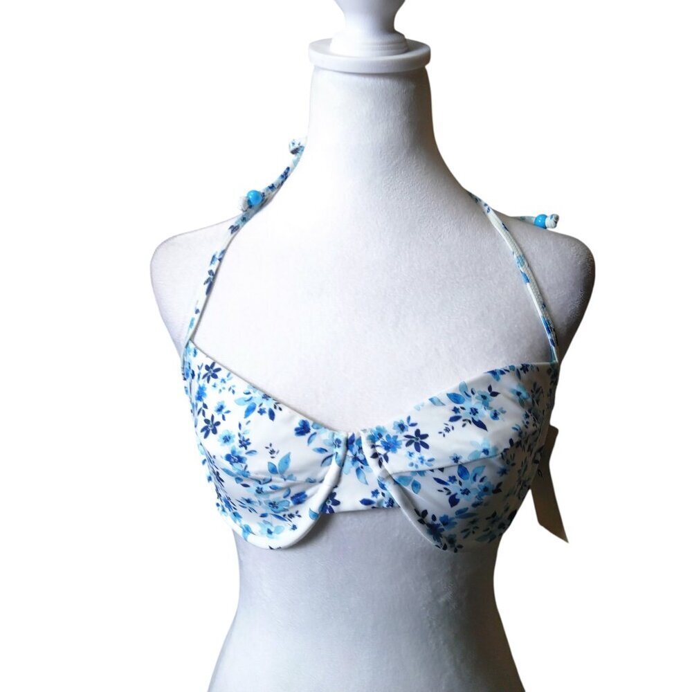 Shoshanna Size C Starboard Floral Bikini Top Halter Swim Vacation Beach NEW